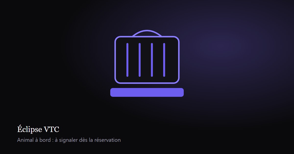 Illustration d'une caisse de transport pour animal posée sur la banquette arrière d'une voiture, sur fond sombre aux couleurs d'Éclipse