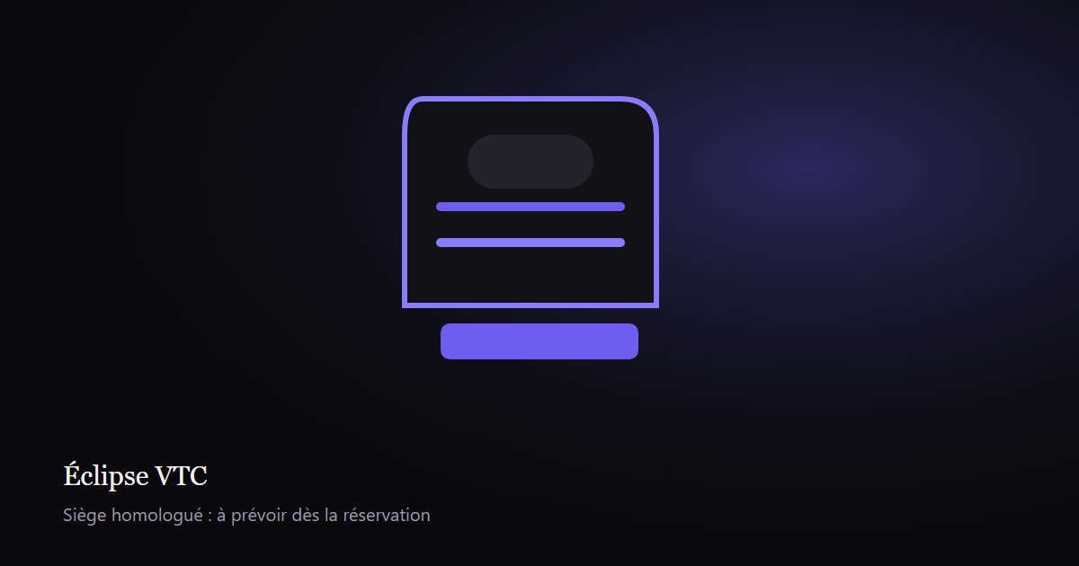 Illustration d'un siège enfant sur la banquette arrière d'une voiture, sur fond sombre aux couleurs d'Éclipse