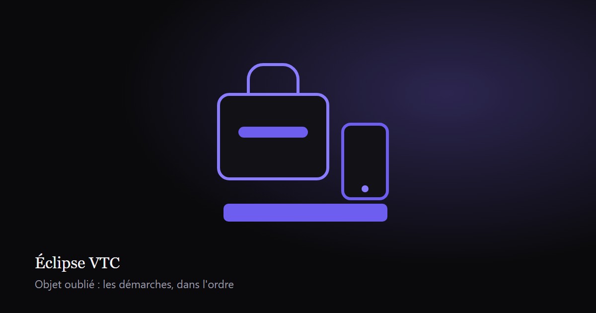 Illustration d'un sac et d'un téléphone oubliés sur la banquette arrière d'une voiture, sur fond sombre aux couleurs d'Éclipse