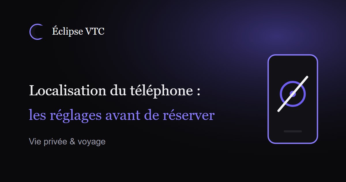 Illustration d'un smartphone dont le réglage de localisation est coupé, sur fond sombre aux couleurs d'Éclipse